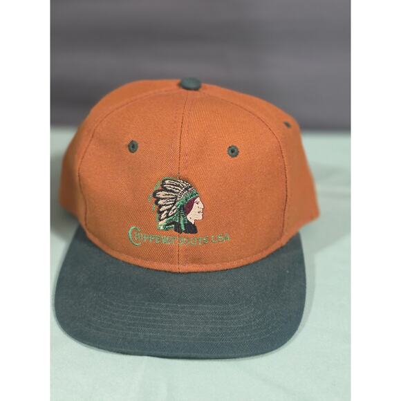 VTG Chippewa Boots USA Hat Orange & Green SnapBack Cap Embroidered Workwear RARE - Picture 1 of 4